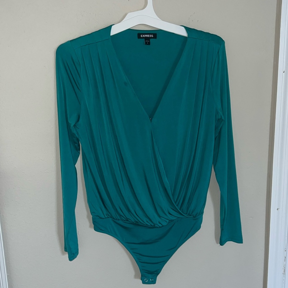 Express Emerald Green Wrap Bodysuit